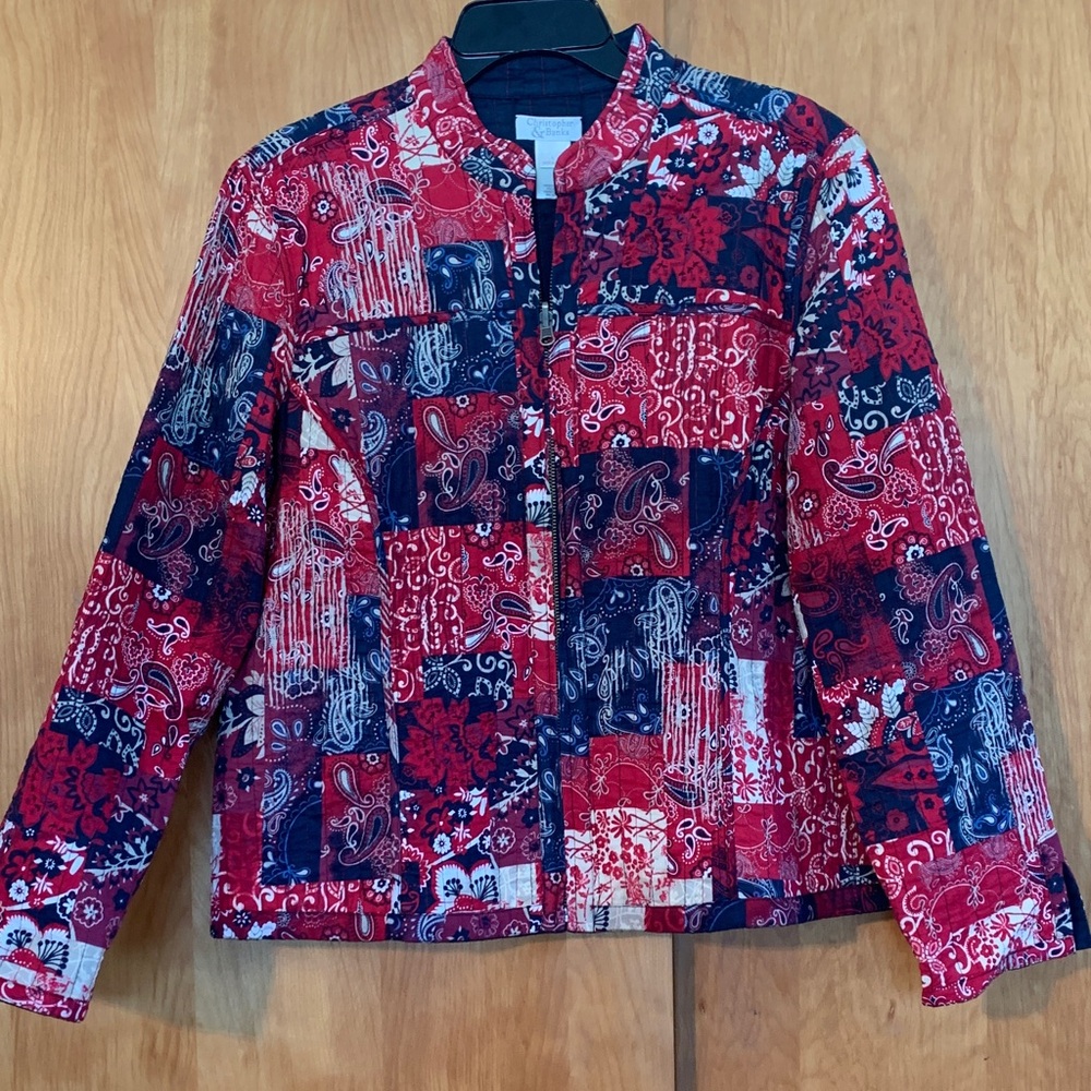 100% Cotton quilted bandana  Patchwork coastal cowgirl rodeo Jacket SzL
